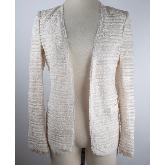 COPY - New ZARA Woman sz S white soft tweed jacket open front - Picture 1 of 7